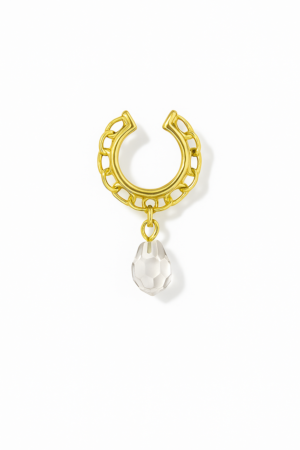 Taş Sallantılı Zincir Detaylı 925 Ayar Gümüş Ear Cuff