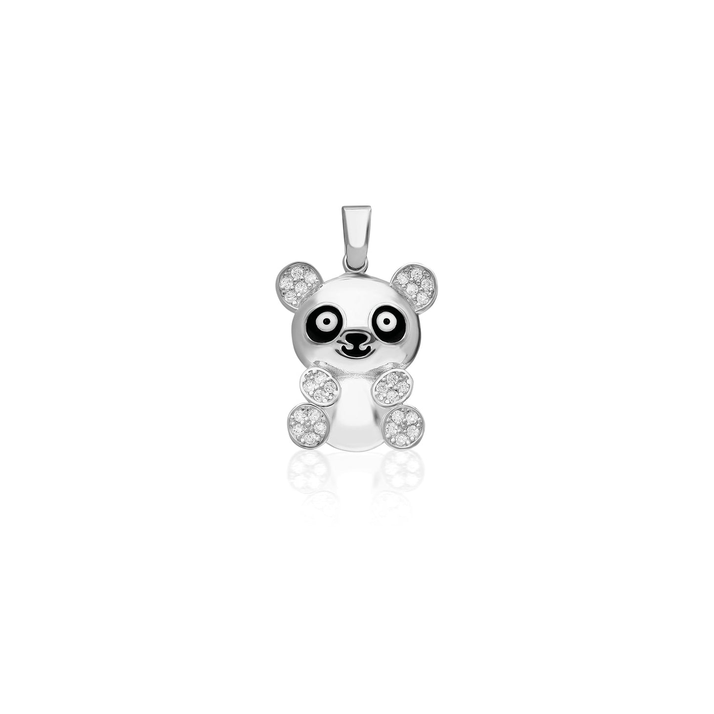 Panda Figürlü Taşlı 925 Ayar Gümüş Kolye Ucu