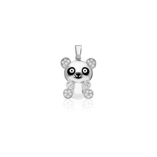 Panda Figürlü Taşlı 925 Ayar Gümüş Kolye Ucu