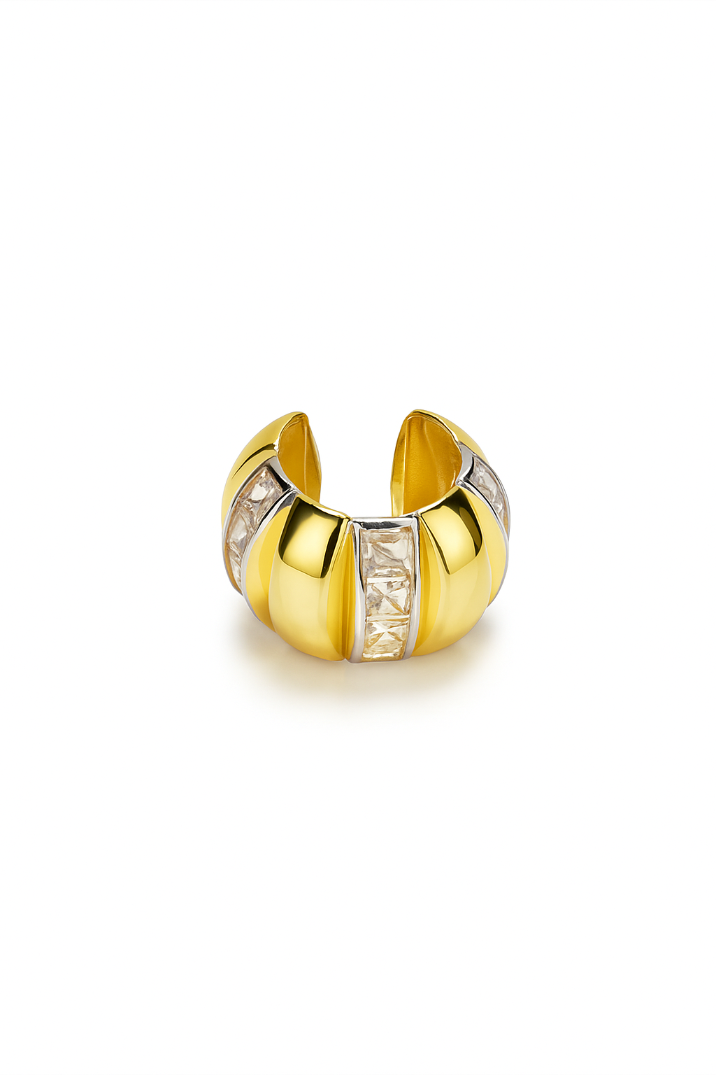 Taş Şerit Detaylı Modern 925 Ayar Gümüş Ear Cuff