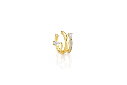 Taş Detaylı Çoklu Halka Model 925 Ayar Gümüş Ear Cuff