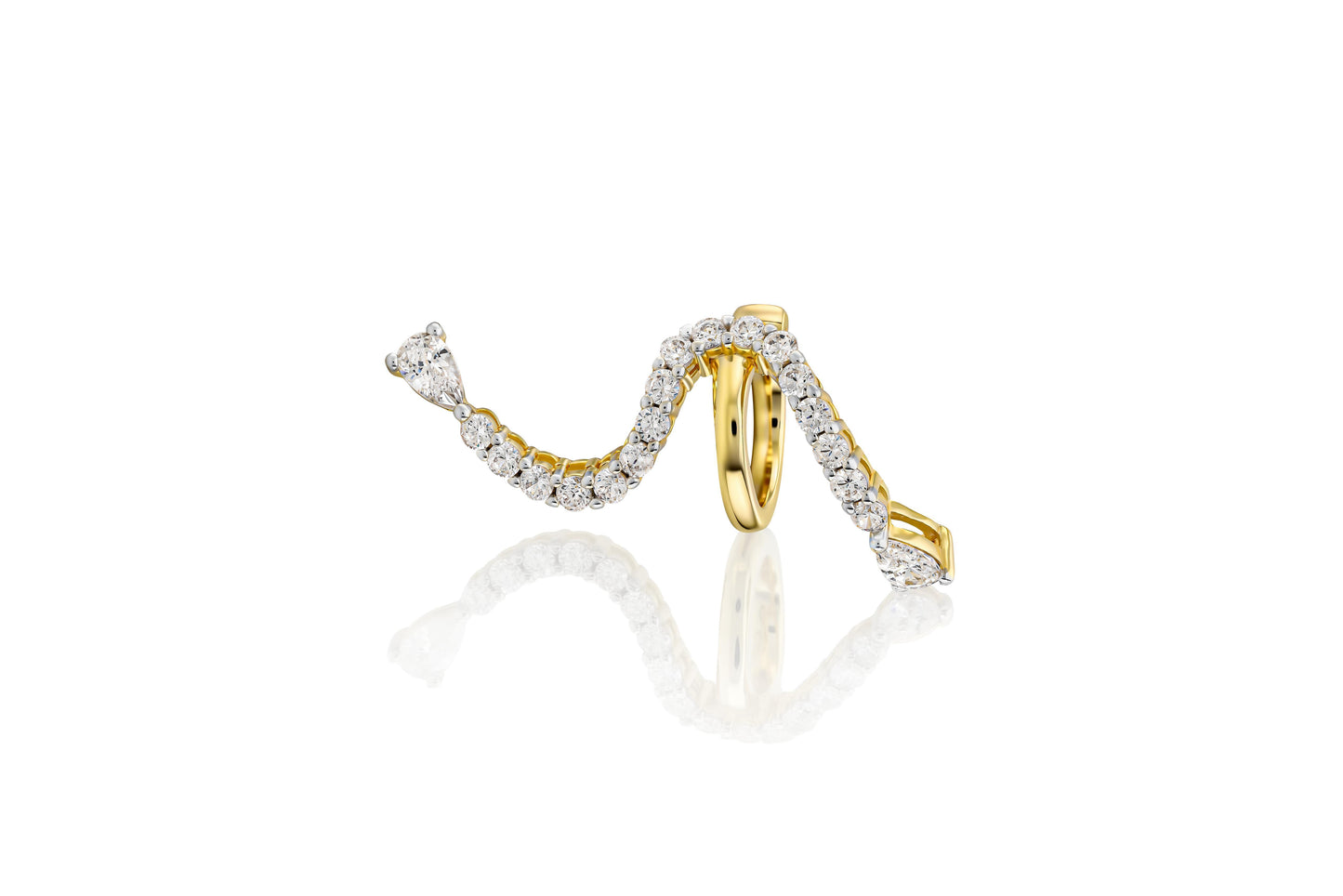 Dalga Formlu Taş Detaylı 925 Ayar Gümüş Ear Cuff