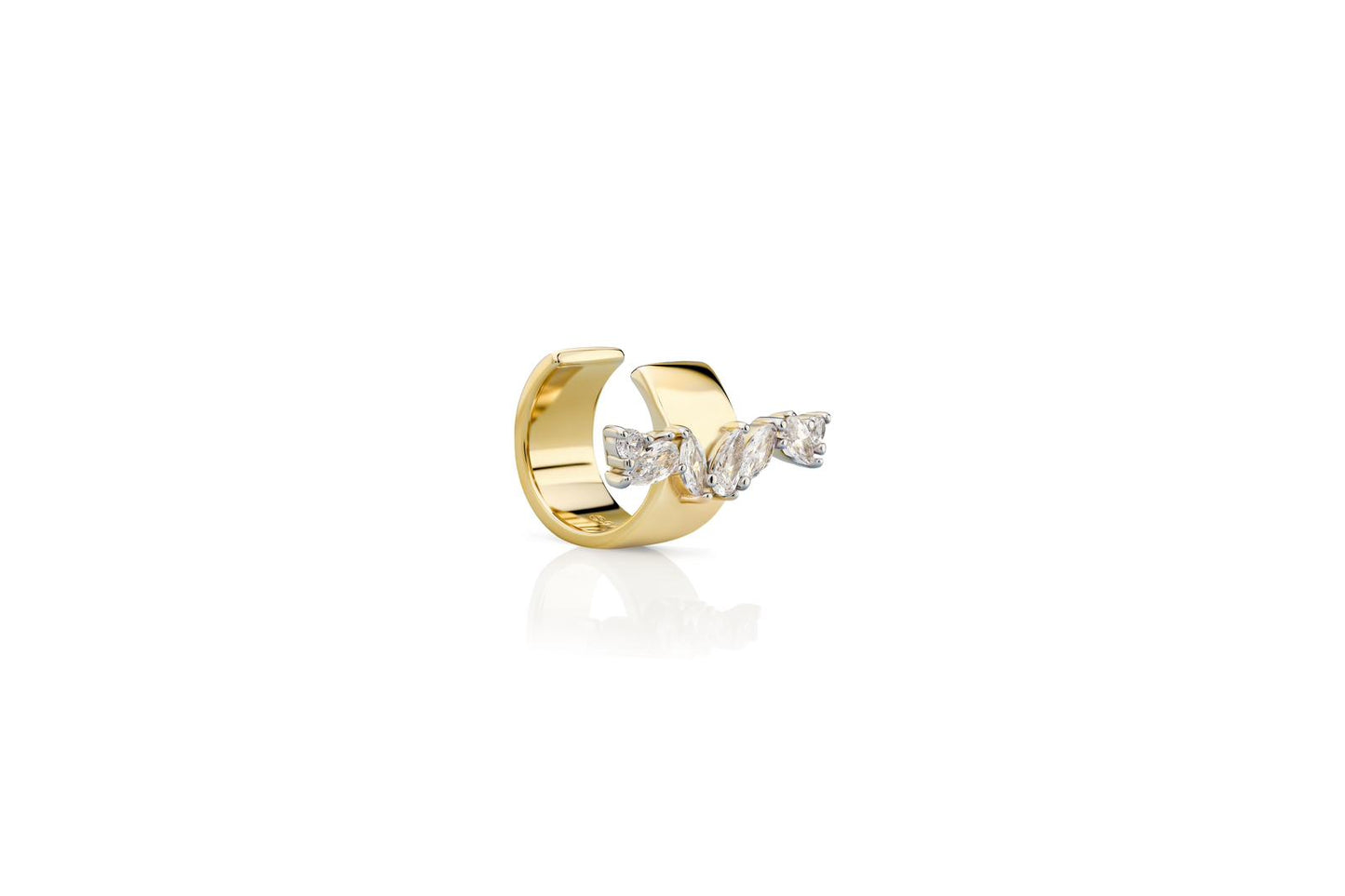 Üç Taş Detaylı Modern 925 Ayar Gümüş Ear Cuff