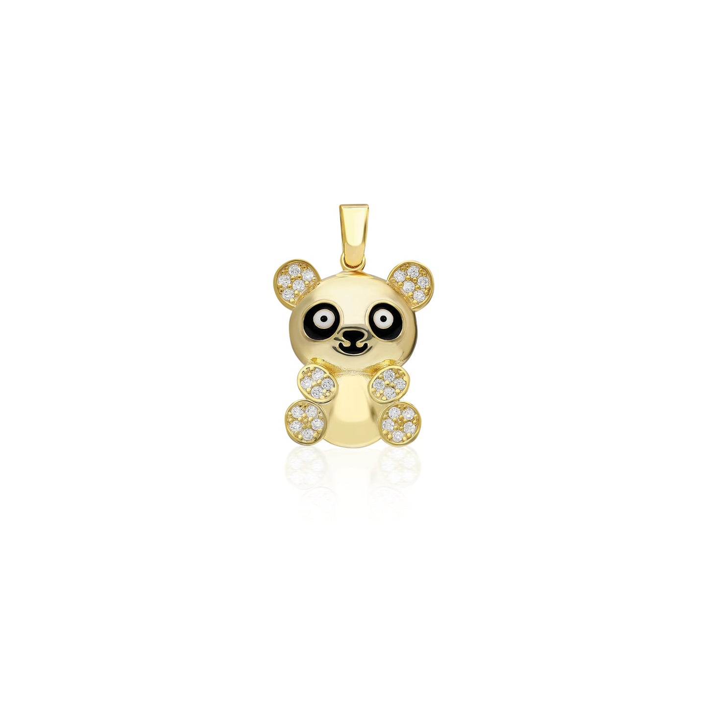 Panda Figürlü Taşlı 925 Ayar Gümüş Kolye Ucu