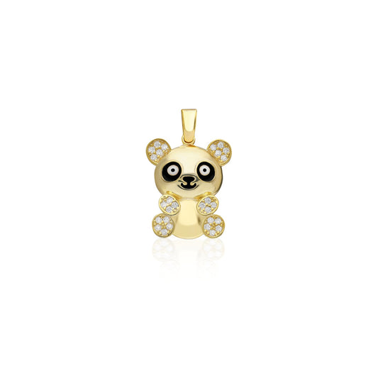 Panda Figürlü Taşlı 925 Ayar Gümüş Kolye Ucu