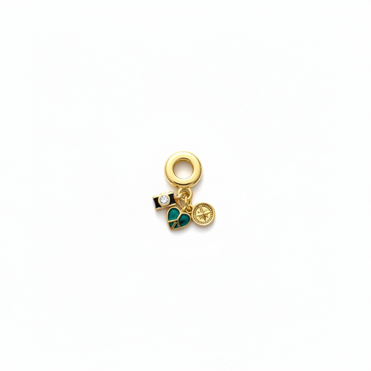 Kalp, Kamera & Pusula Figürlü Çoklu Charm