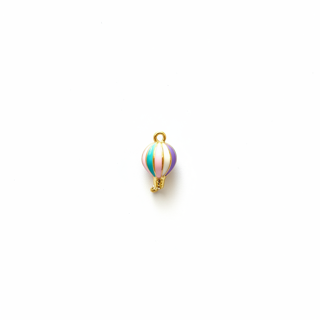 Pastel Renkli Balon Figürlü Altın Kaplama Charm